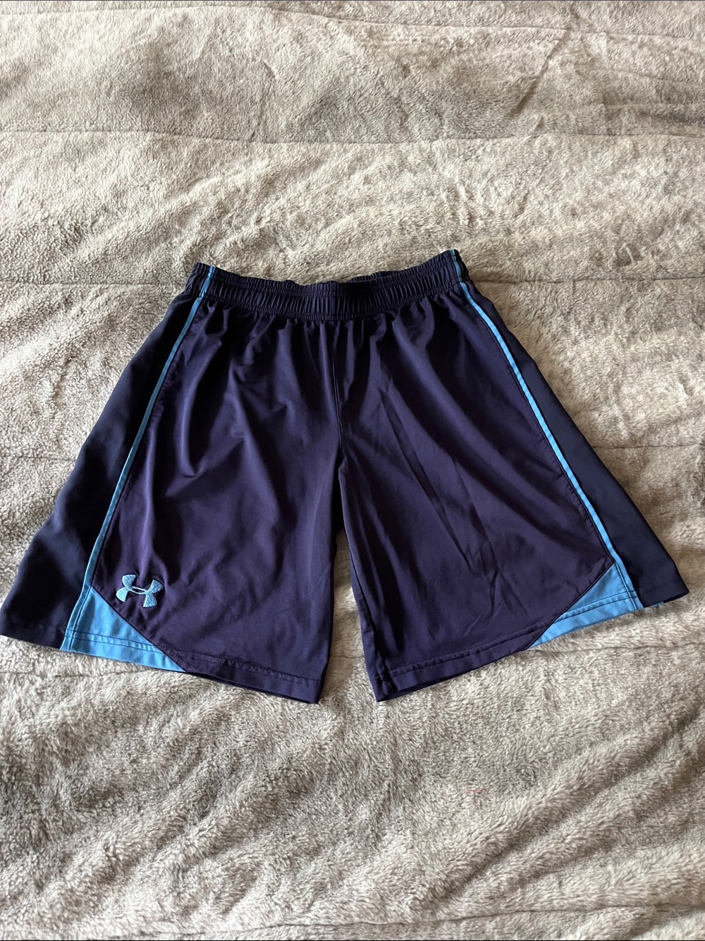 Under Armour Dark Blue Athletic Shorts with Light Blue Accents